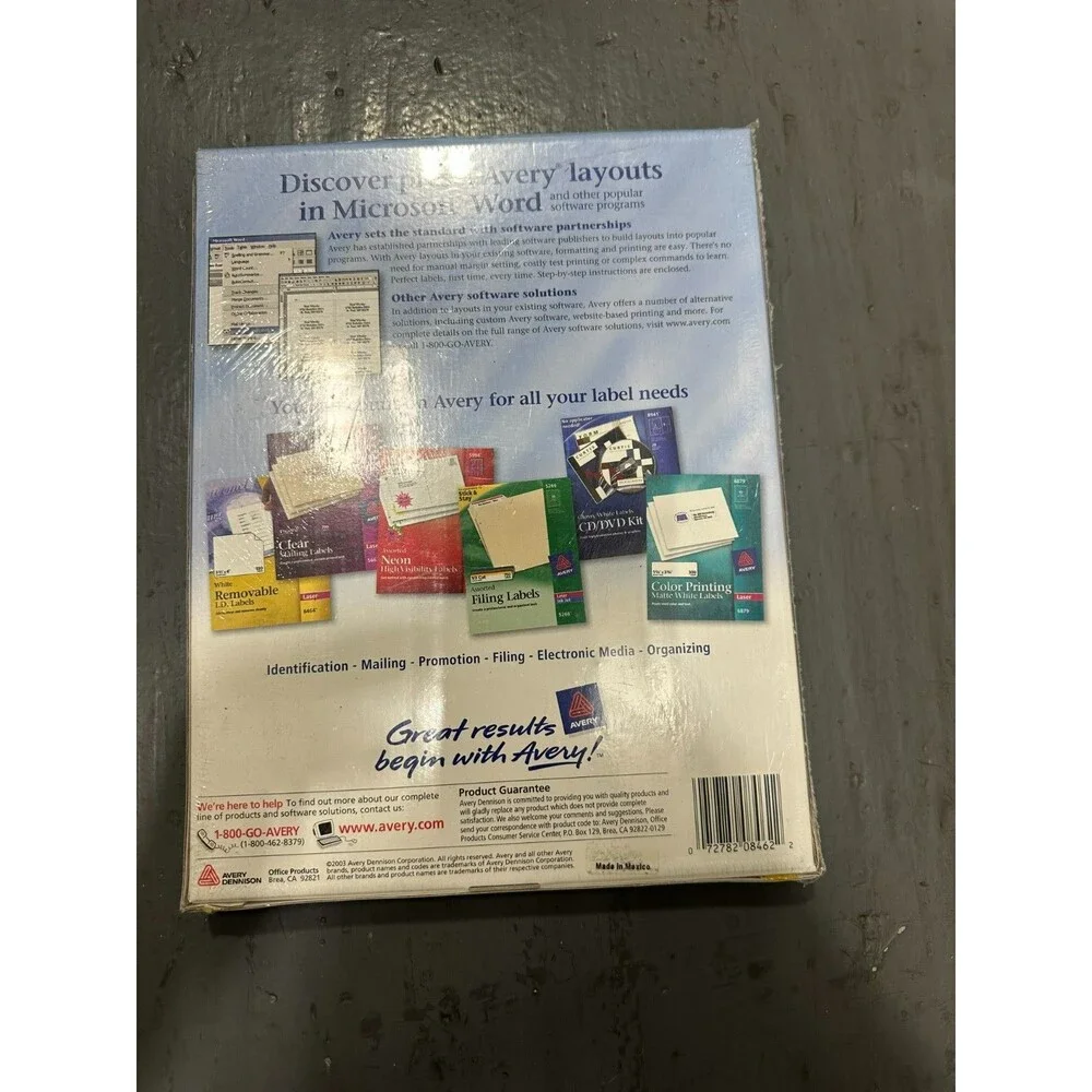 Avery Easy Peel White Mailing Address Label Inkjet 1 1/3 x 4 White 1400/Box 8462